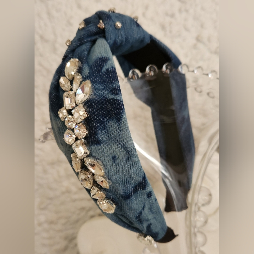 Tie Dye Heavy Denim Rhinestone Fashion Headband